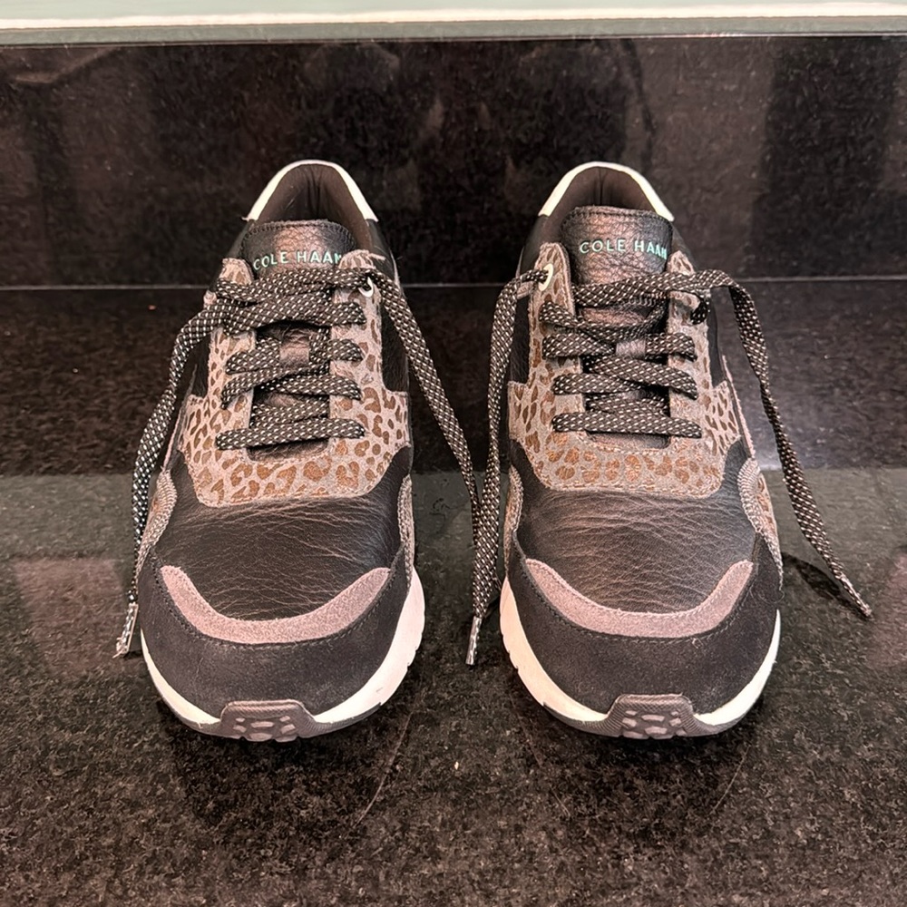 Cole Haan Grand Pro Black and Leopard sneaker EUC